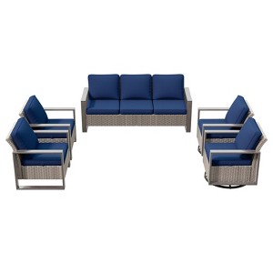 UPTIOT 5-Piece Patio Furniture Chair Outdoor Conversation Set - 1 of 4