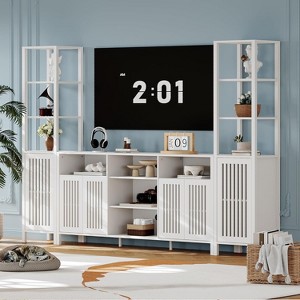 Farmhouse Entertainment Center for 70" TVs, 3-Piece Modular TV Console, Large TV Stand with Bookshelves, Engineered Wood for Living Room Bedroom - 1 of 4