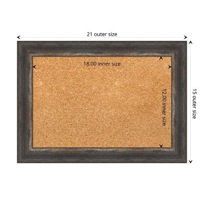 Natural Cork Board with Rustic Charred Wood Frame, 18x12