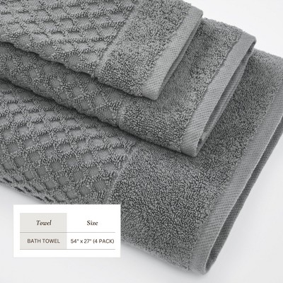 Dark Grey Cotton Quick-Dry 4-Piece Bath Towel Set