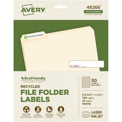 Avery EcoFriendly File Folder Labels, 2/3 x 3-7/16 Inches, Pack of 750