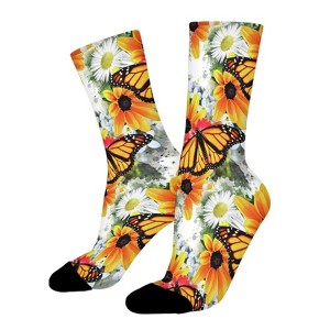 Butterfly Pattern Women Printed Crew Socks Funny Funky Socks Soft Polyester Novelty Gifts for Artists Men - 1 of 1