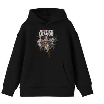 Justice League Super Heroes Black Graphic Youth Hoodie