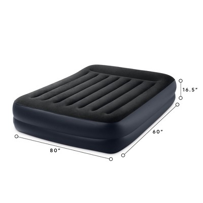 Queen Black Raised Air Mattress with Built-In Pump