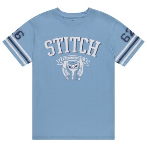 Disney Ladies Lilo and Stitch Shirt - Ladies Classic Lilo and Stitch Lilo and Stitch Varsity Stripe Sleeve Athletic Tee - 1 of 4