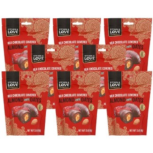 Kitchen & Love Milk Chocolate Covered Almond Stuffed Dates - 8 bags, 3.5 oz each - 1 of 4