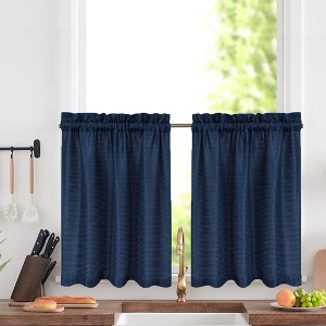 Waffle Weave Rod Pocket Short Kitchen Curtain - 1 of 4