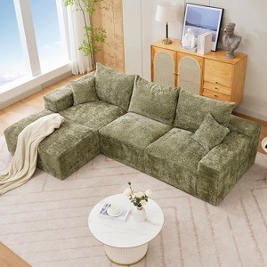 Modular L-Shaped Cloud Sofa – 110" Convertible Chenille Sectional w/Ottomans, Washable & No Assembly - 1 of 4