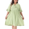 Agnes Orinda Women's Plus Size Ruffle Short Sleeve  Lace Insert Tassel Bohemian Midi Dresses - 2 of 4
