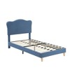 Upholstered Twin Size Bed Frame for Kids with Scallop Headboard, Cute Velvet Twin Bed for Girls, Boys, Sturdy Platform Bed, No Box Spring Needed - 3 of 4