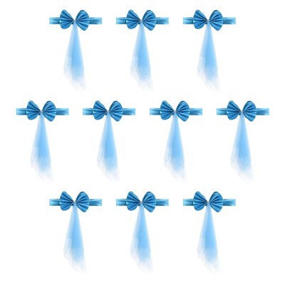 Unique Bargains Mesh Yarn Floating Chair Bands Decoration Stretch Satin Chair Sashes Bows