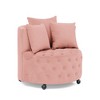 Velvet Swivel Chair with Button Tufted Design and 3 Pillows - 2 of 4