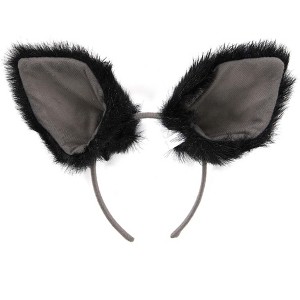HalloweenCostumes.com One Size Fits Most Women  Cat Ears Deluxe Headband, Black/Gray - 1 of 4