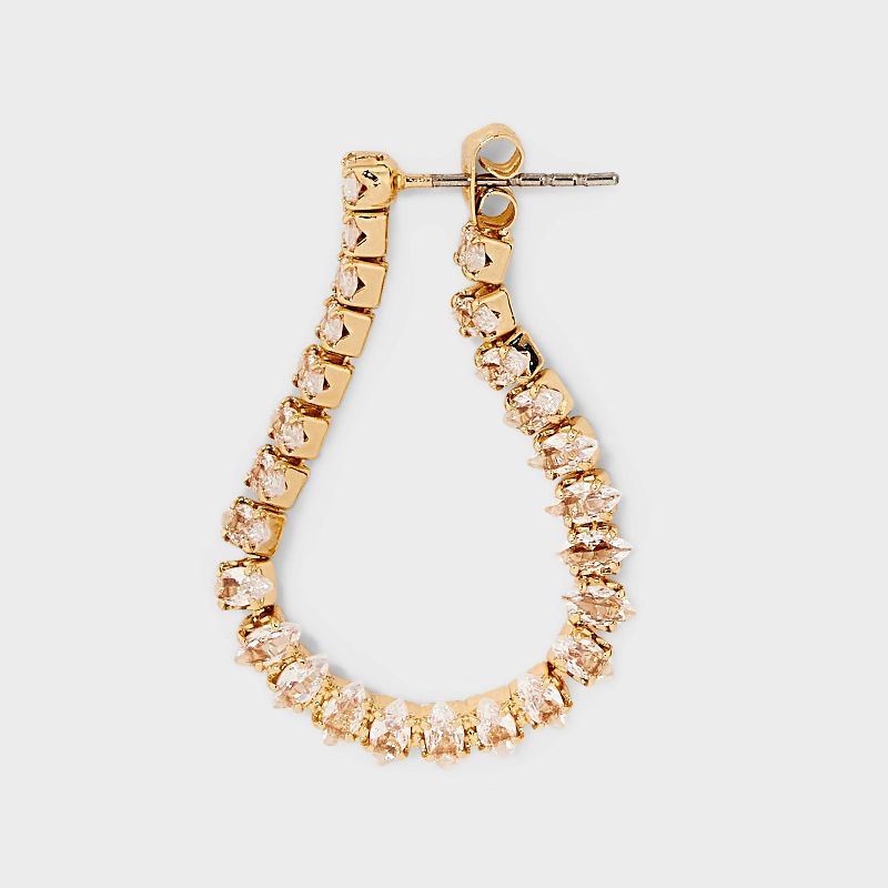 Stone Front to Back Chain Earrings - Gold, 2 of 3
