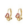 Guili Sweet Kids Sterling Silver 14k Yellow Gold Plated Ruby & Double Heart Halo Drop Leverback Earrings -  Elegant Jewelry with a Dazzling Design - 3 of 3