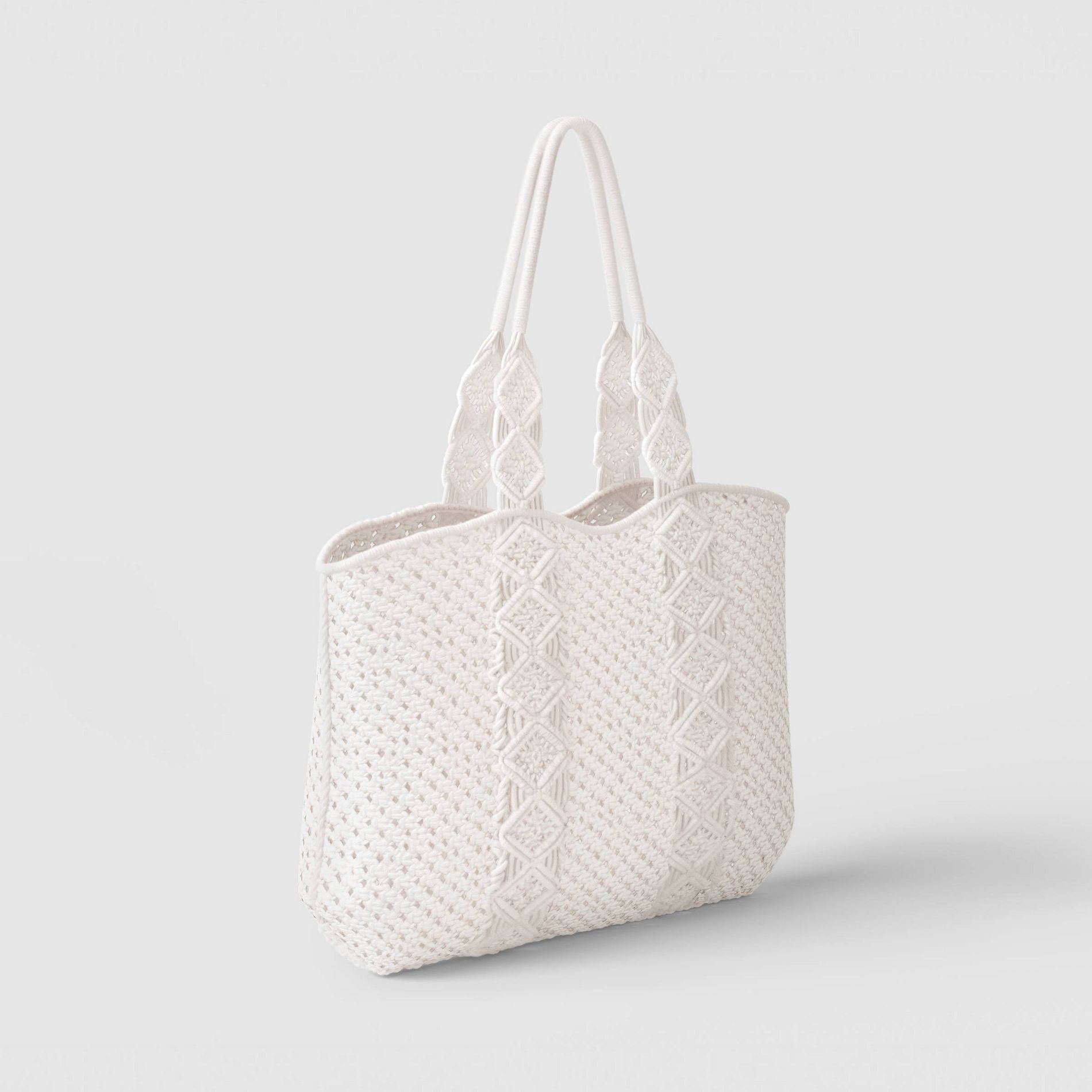 Crosshatch Macrame Tote Bag - Threshold™ Ivory