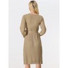 Allegra K Women's Knit Belted Round Neck Lantern Sleeves Casual Pleated Sweater Dresses - 4 of 4