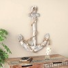 39"x28" Wood Anchor Handmade Wall Decor with Rope and Shell Accents Brown - Olivia & May: Vertical Pine Carving, Coastal Style - 2 of 4