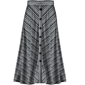 Collections Etc Bias Stripe Faux Button Front Full Knit Skirt - 1 of 4
