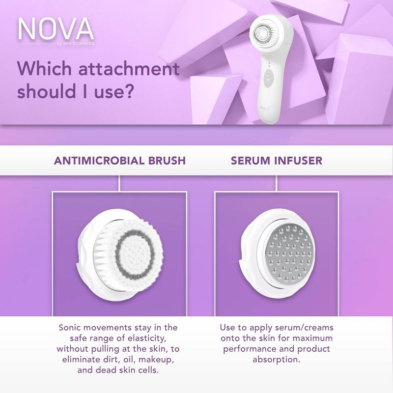 Spa Sciences NOVA Sonic Facial Brush with Antimicrobial Brush Bristles, 5 of 16