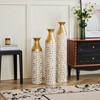 Gulches Mother's Day Gift Set - Gilded White 3D Relief Flower Metal Vase Set 24". 29". 32. 68 height - 4 of 4