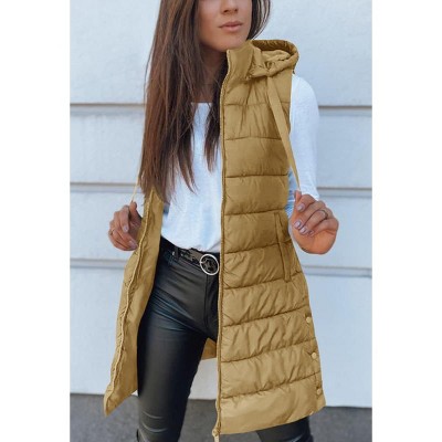 Женские жилеты Imily Bela Oversized Hooded Puffer Vest Long Sleeveless Quilted Winter Outerwear for Women Brown M — фото 2