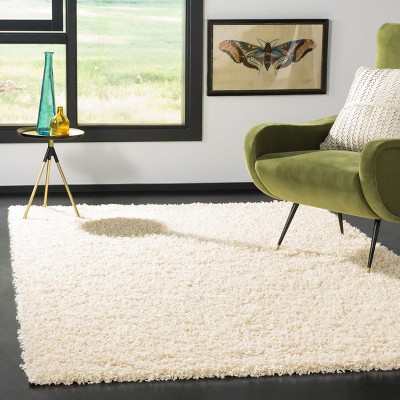 Ivory Soft Shag 4' x 6' Hand-Knotted Synthetic Area Rug
