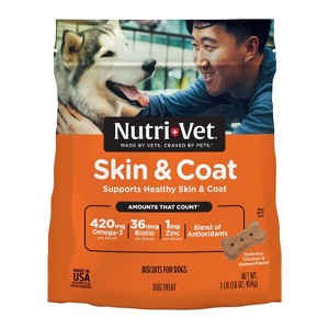 Nutri-Vet Skin and Coat Sweet Potato Flavor Vitamins and Supplements Biscuit for Dogs - 16oz/28ct - 1 of 4