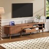 LOVSON Wooden Oval Fluted TV Stand,with Charging Station,Sliding Tambour Door for TV up to 80", Mid-Century Media Console , for Living Room, Walnut - 2 of 4