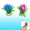 Unique Bargains Plastic Lotus Flower Plant Decor for Aquarium Tank Green Blue 2 Pieces - 2 of 3