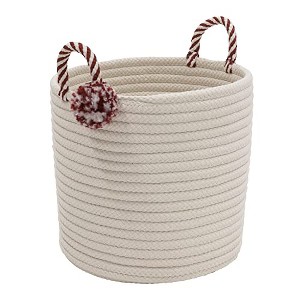 Colonial Mills Kringle Christmas Floor Basket - Candycane Red 14"x14"x12" - 1 of 4