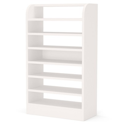 Lirago White Particle Board 8-Tier Shoe Rack 25.6x11.8x47.2 Inch Compact Storage Cabinet