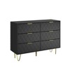 6 Drawers Fluted Dresser for Bedroom, Wooden Dresser TV Stand, Metal Modern Chest of Drawers Clothes Storage Organizer for Closet Living Room Hallway - 4 of 4
