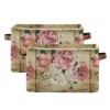 Aoibox Vintage Shabby Chic Rose Floral Foldable Storage Box Organizer Bin with Handles for Home Closet Bedroom - 2 of 4