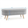 XINGHANZHENXUAN Fabric Ottoman Storage Bench with Rubber Wood Legs, Oval Footrest, Footstool & Seat with Hidden Compartment - 2 of 4