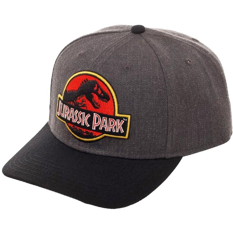 Jurassic Park Hat Classic Logo Curved Snapback Cap Grey, 1 of 5