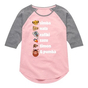 Girls' - Disney - Main Characters Shirt Tail Raglan Graphic T-shirt - 1 of 3