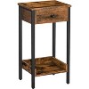 Hachikiko 27" Tall Industrial End Table with Drawer & Storage Shelf - Rustic Brown & Black Nightstand for Bedroom, Study, Small Spaces - 2 of 4