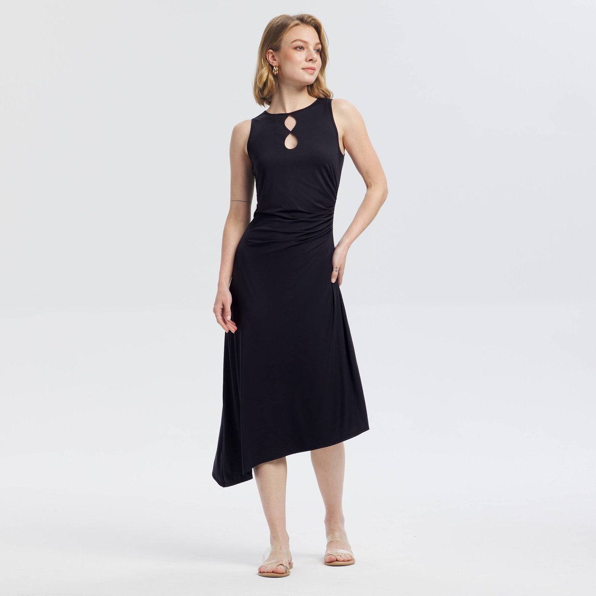 Женские платья A New Day Women's Asymmetrical Jersey Midi Dress - A New Day™ Black M — фото 4