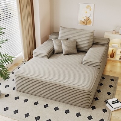 NicBex Oversized Fluffy Chaise Lounge Sofa Couch with Three Detachable Pillows,Upholstered Sleeper Sofa for Living Room,Bedroom
