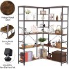 Corner Bookshelf, 5-Tier Industrial Corner Shelf, L Shaped Bookshelf Corner Etagere Bookcase with Metal Frame, Etagere Bookcase Corner Display Rack - 4 of 4