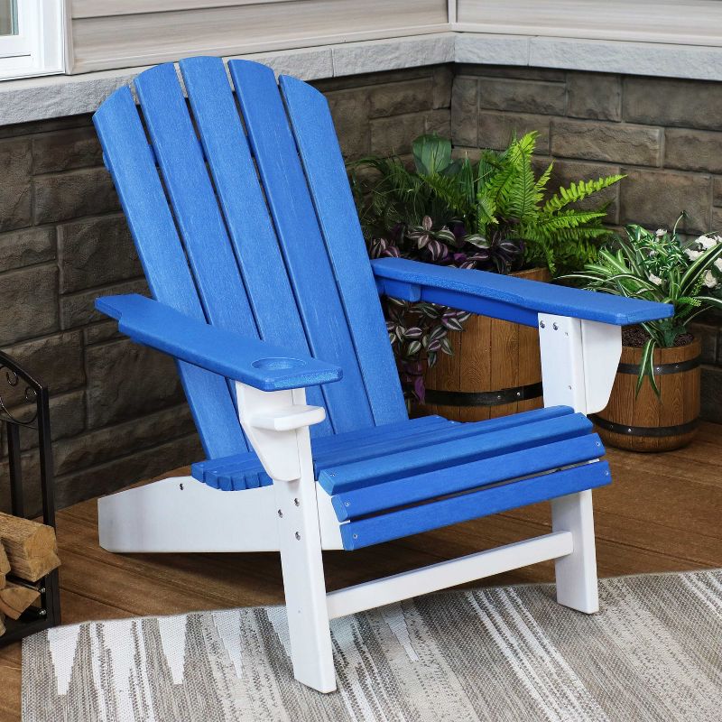 Sunnydaze Plastic All-Weather Heavy-Duty Outdoor Adirondack Chair with Drink Holder, 2 of 10