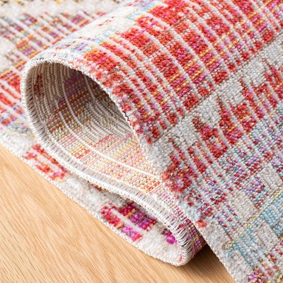 Red and Fuchsia Square Boho Indoor/Outdoor Rug
