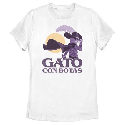 Women's Puss in Boots: The Last Wish Gato Con Botas  T-Shirt - White - Medium
