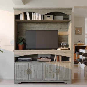 FUFU&GAGA Farmhouse TV Stand with Hutch,Multi-Shelf Entertainment Center,Display Bookcase,Cable Management & Storage Cabinets for Living Room - 1 of 4