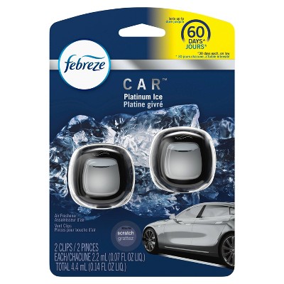 Febreze Car Odor Eliminating Air Freshener Vent Clips - Platinum Ice Scent - 0.13 fl oz
