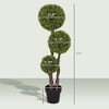 45.3" Artificial Ball Boxwood Topiary Tree Fake Plant in Pot for Indoor Outdoor Living Room Decoration Light - 3 of 4