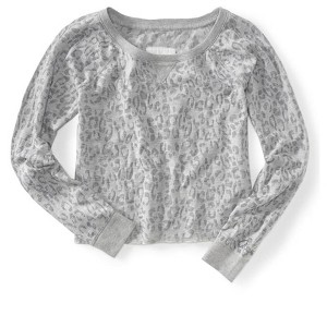 Aeropostale Womens Sleeve Leopard Print Cut-off Knit Sweater - 1 of 1