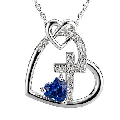 Unisex Silver Copper Heart-Cross Pendant Necklace