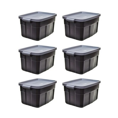 Roughneck 19Qt/ 4.75 Gal Clear Stackable Storage Containers w/Grey Lids,  6-Pack